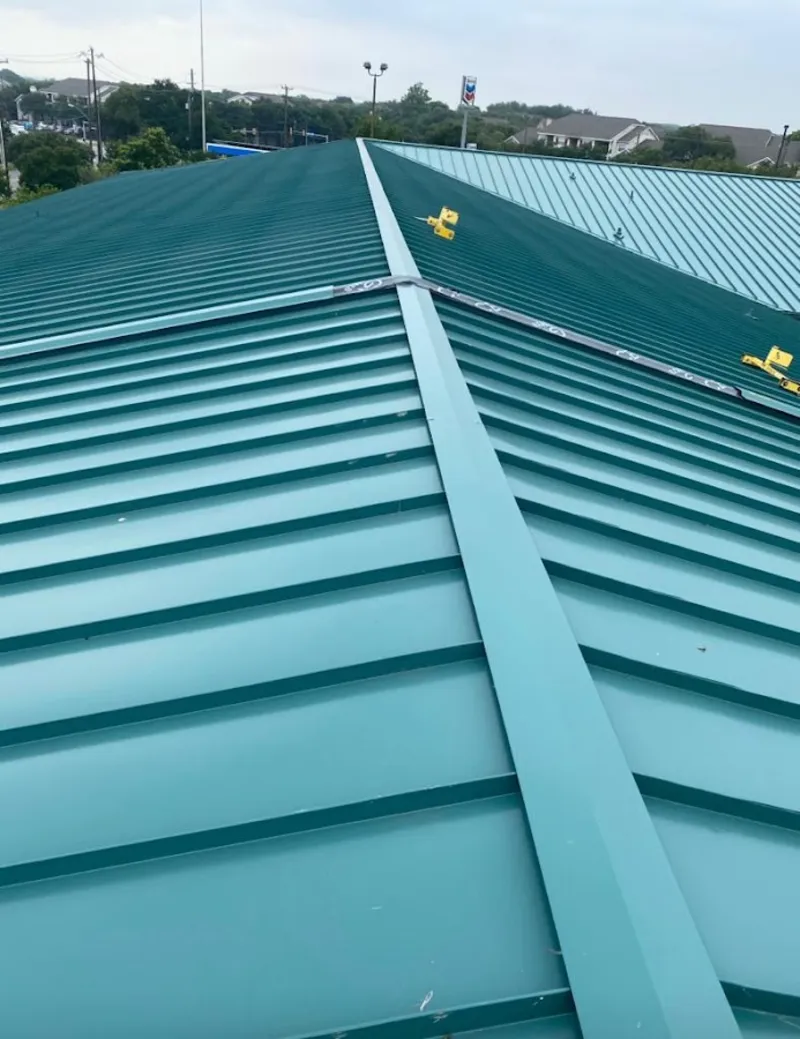 Green commercial metal roof ridge and valley for Metal Roof Repair in Waconia